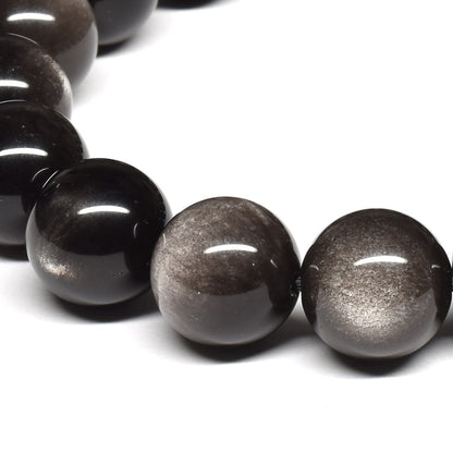 シルバーオブシディアン ブレスレット 12.5mm #SE019 - premium stone gallery