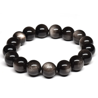 シルバーオブシディアン ブレスレット 12.5mm #SE020 - premium stone gallery