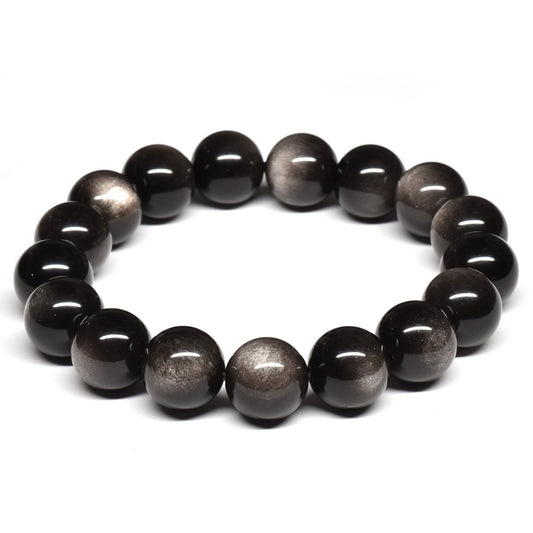 シルバーオブシディアン ブレスレット 12.5mm #SE020 - premium stone gallery