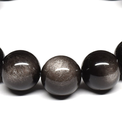 シルバーオブシディアン ブレスレット 12.5mm #SE020 - premium stone gallery