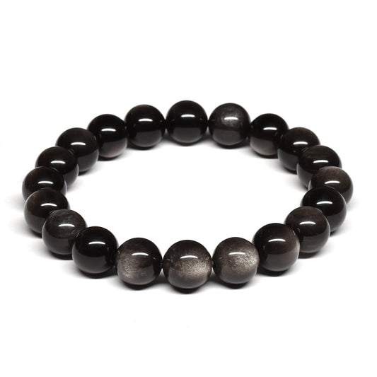 シルバーオブシディアン ブレスレット 10mm #SE021 - premium stone gallery