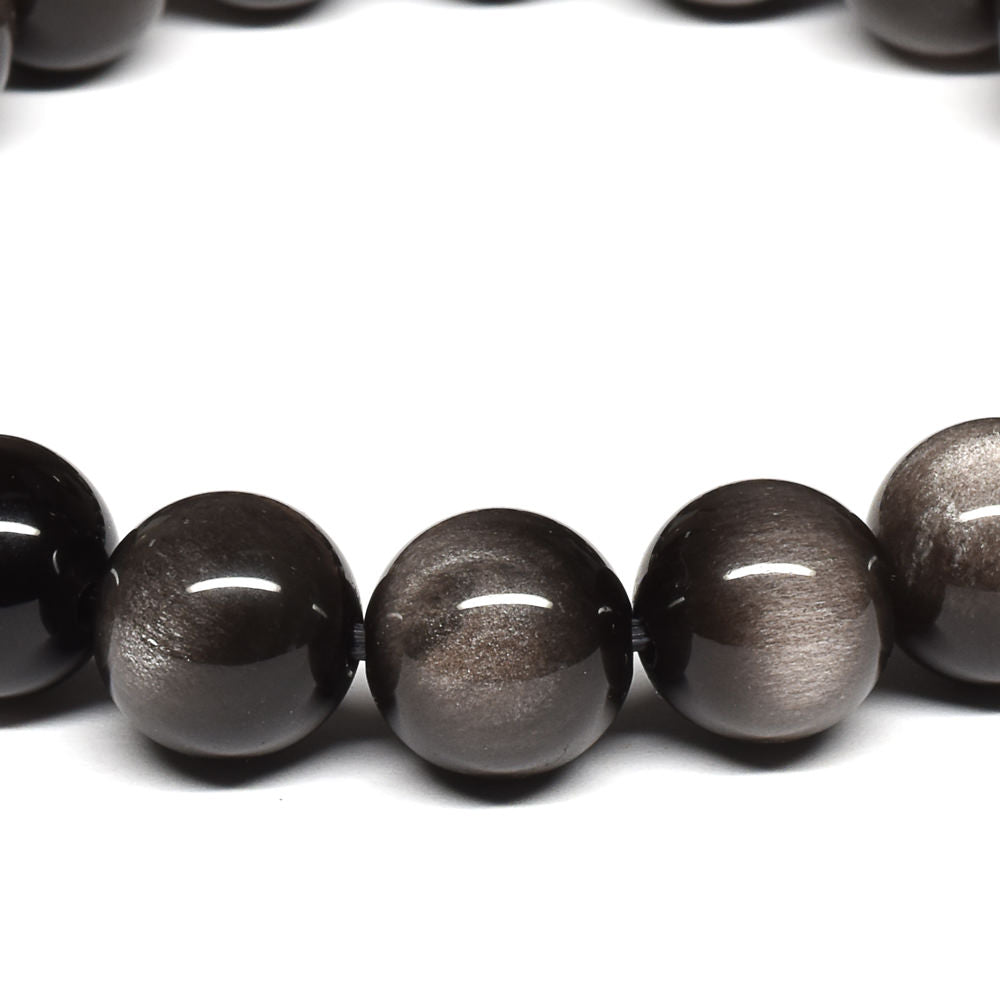 シルバーオブシディアン ブレスレット 10mm #SE022 - premium stone gallery
