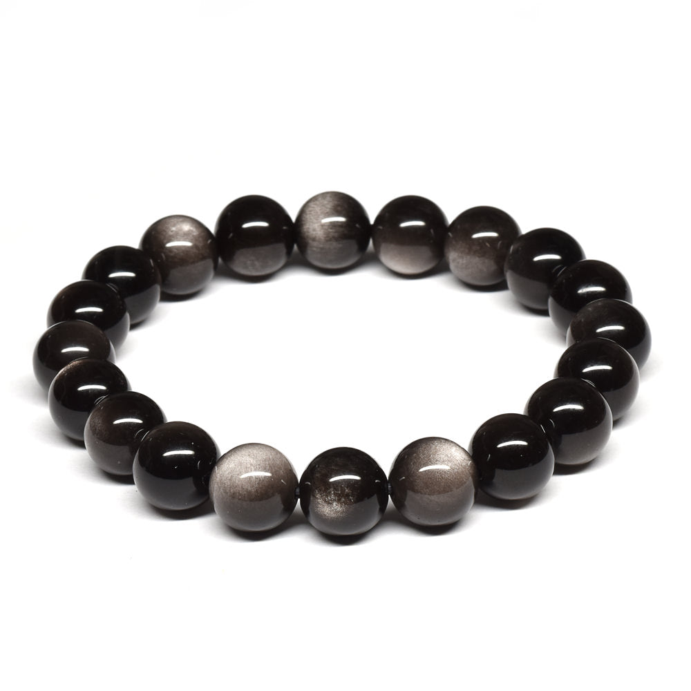 シルバーオブシディアン ブレスレット 10mm #SE023 - premium stone gallery