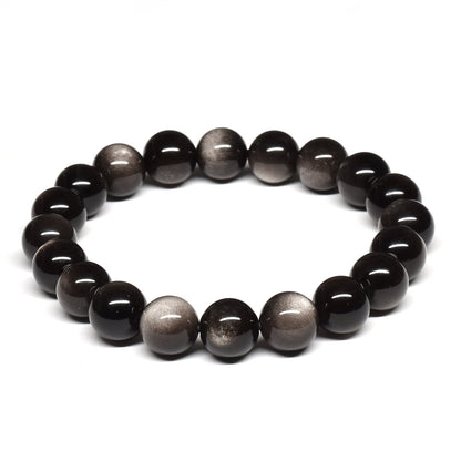 シルバーオブシディアン ブレスレット 10mm #SE023 - premium stone gallery