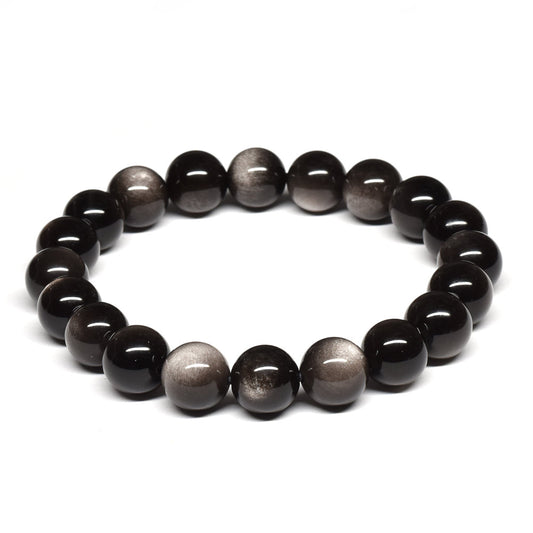 シルバーオブシディアン ブレスレット 10mm #SE023 - premium stone gallery