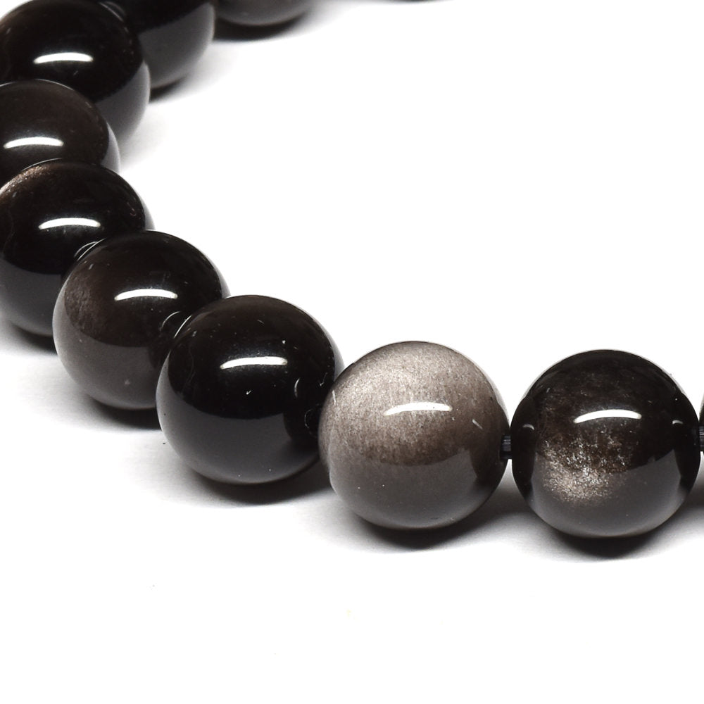 シルバーオブシディアン ブレスレット 10mm #SE023 - premium stone gallery
