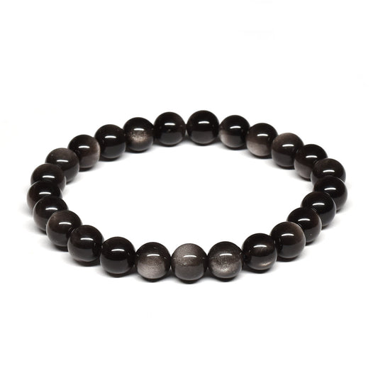 シルバーオブシディアン ブレスレット 8mm #SE024 - premium stone gallery