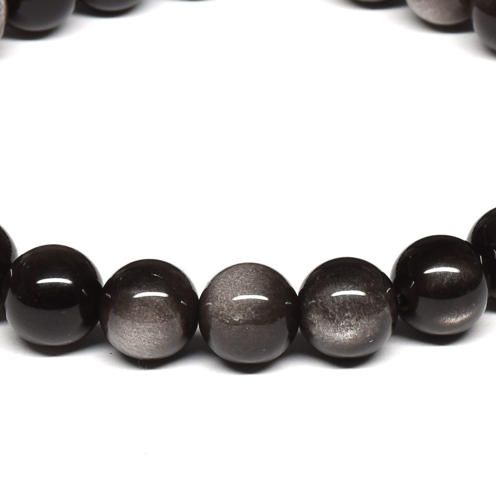 シルバーオブシディアン ブレスレット 8mm #SE024 - premium stone gallery