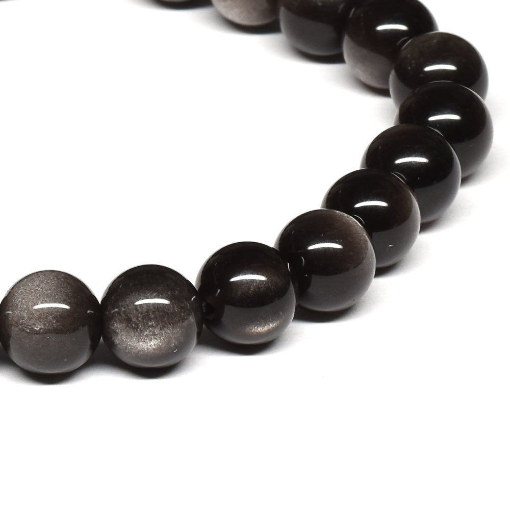 シルバーオブシディアン ブレスレット 8mm #SE024 - premium stone gallery