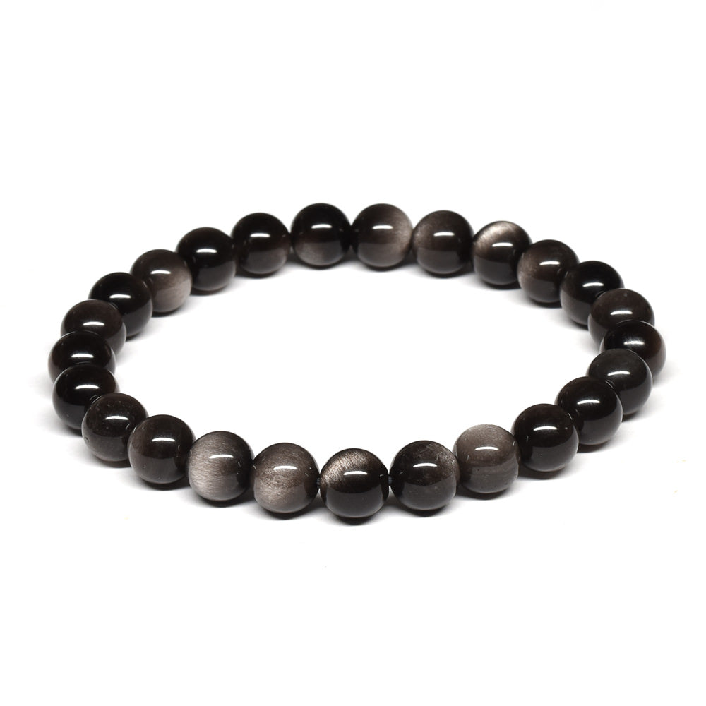 シルバーオブシディアン ブレスレット 8mm #SE025 - premium stone gallery