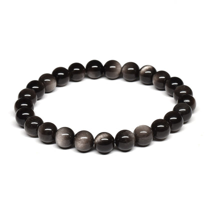 シルバーオブシディアン ブレスレット 8mm #SE025 - premium stone gallery