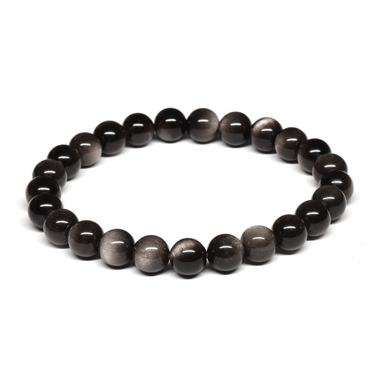 シルバーオブシディアン ブレスレット 8mm #SE025 - premium stone gallery