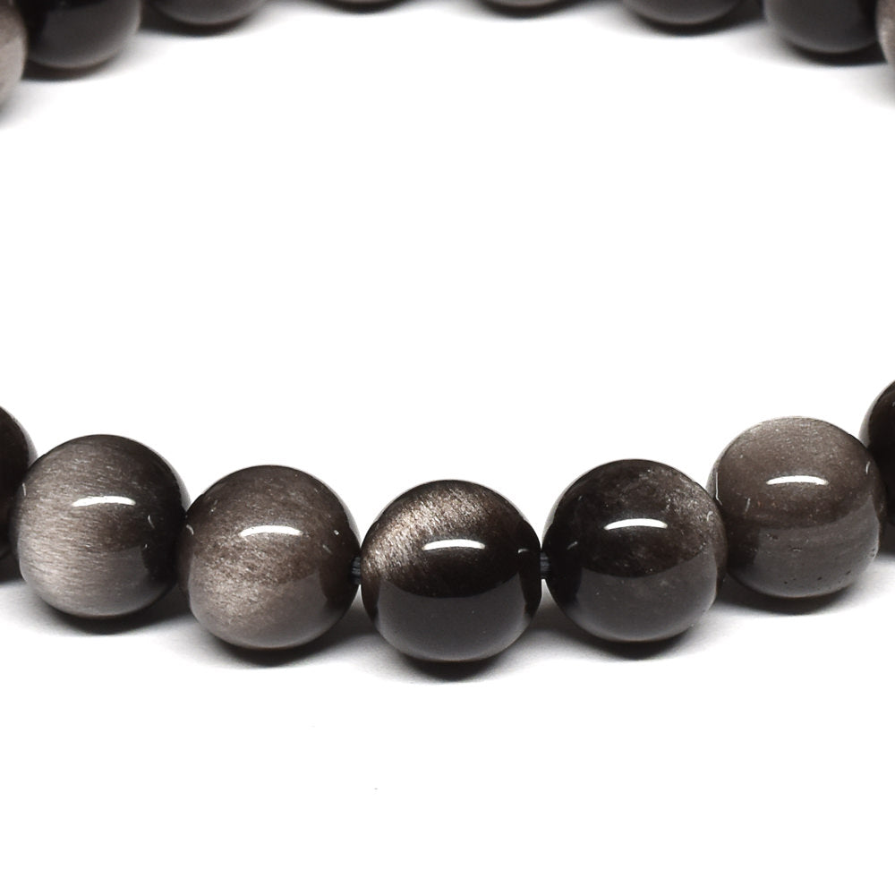 シルバーオブシディアン ブレスレット 8mm #SE025 - premium stone gallery