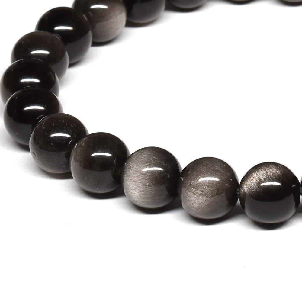 シルバーオブシディアン ブレスレット 8mm #SE025 - premium stone gallery
