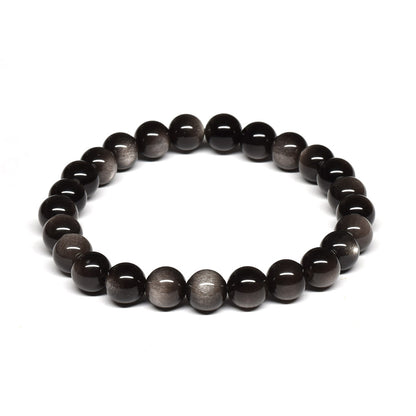 シルバーオブシディアン ブレスレット 8mm #SE026 - premium stone gallery