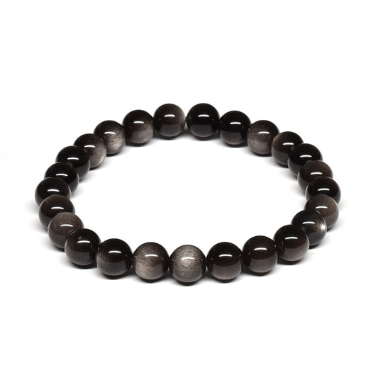 シルバーオブシディアン ブレスレット 8mm #SE026 - premium stone gallery