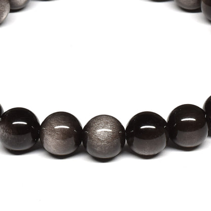 シルバーオブシディアン ブレスレット 8mm #SE026 - premium stone gallery
