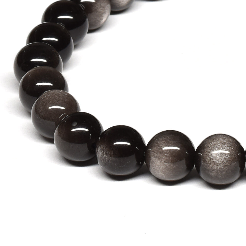 シルバーオブシディアン ブレスレット 8mm #SE026 - premium stone gallery