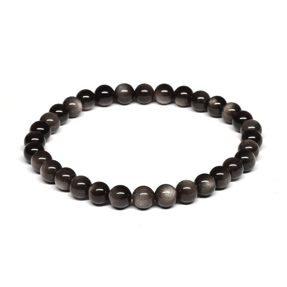 シルバーオブシディアン ブレスレット 6mm #SE027 - premium stone gallery