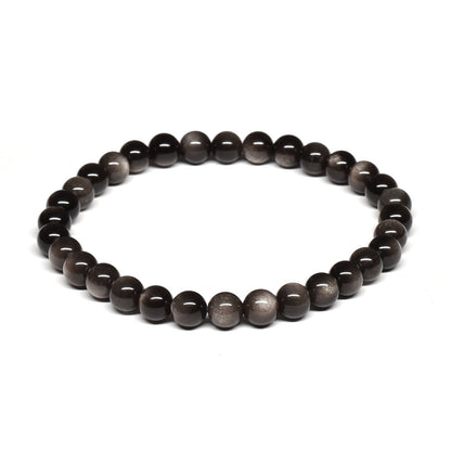 シルバーオブシディアン ブレスレット 6mm #SE027 - premium stone gallery