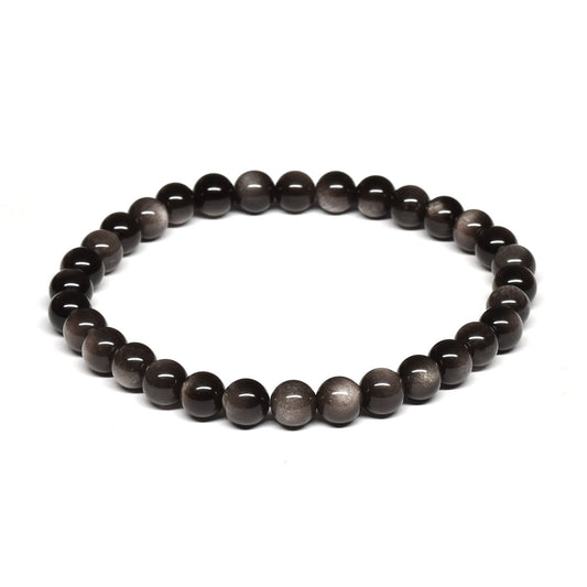 シルバーオブシディアン ブレスレット 6mm #SE027 - premium stone gallery