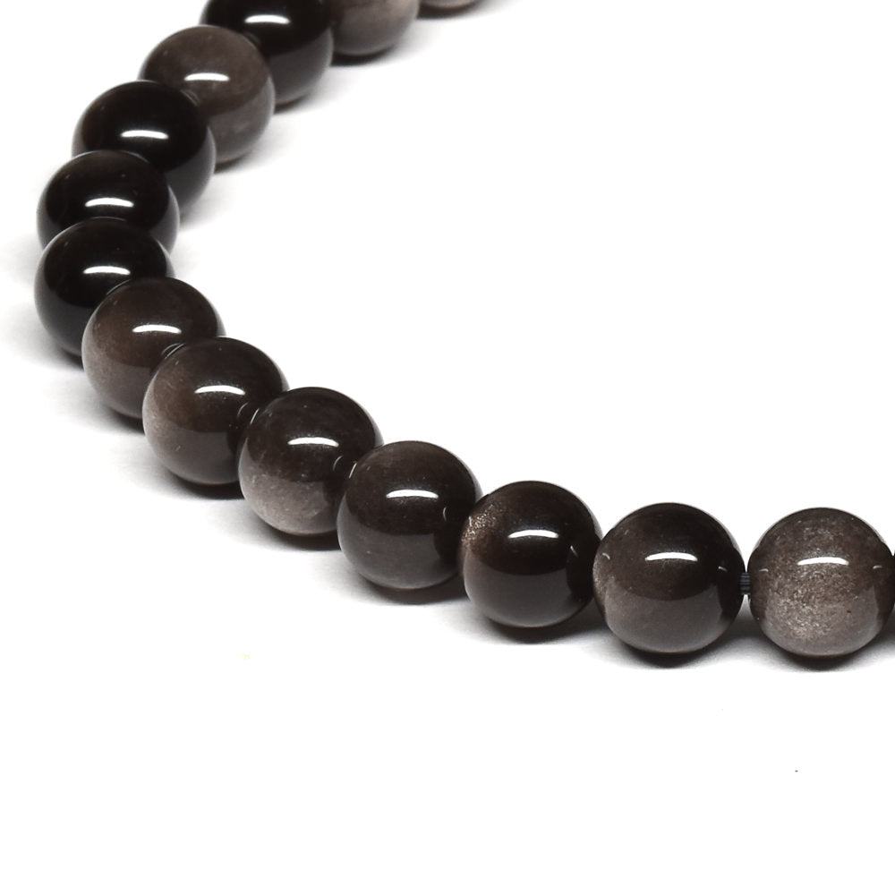 シルバーオブシディアン ブレスレット 6mm #SE027 - premium stone gallery