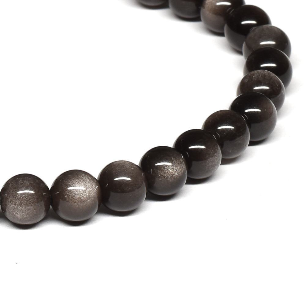 シルバーオブシディアン ブレスレット 6mm #SE027 - premium stone gallery