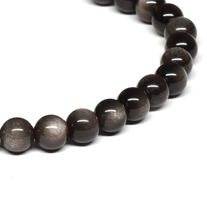 シルバーオブシディアン ブレスレット 6mm #SE027 - premium stone gallery