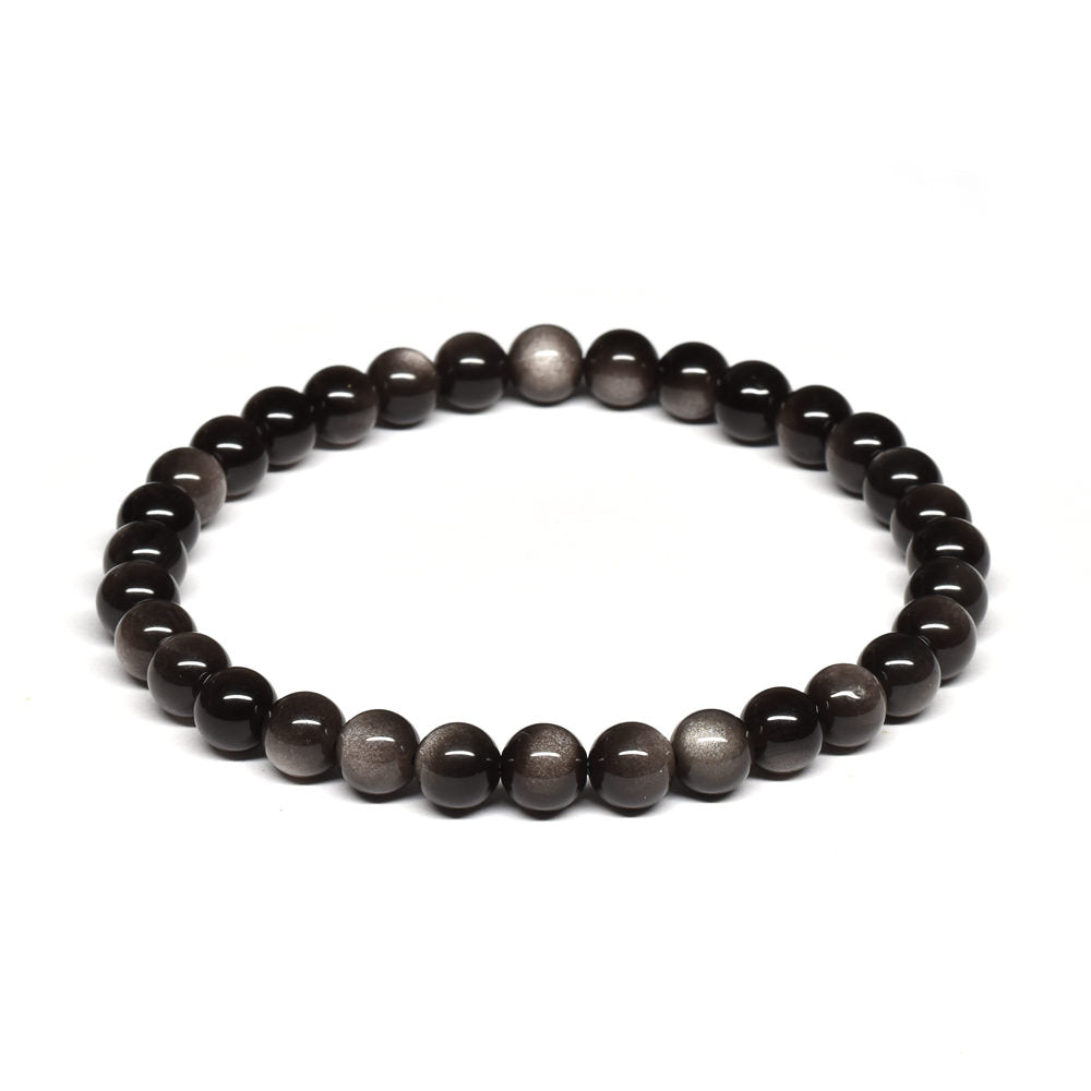 シルバーオブシディアン ブレスレット 6mm #SE028 - premium stone gallery