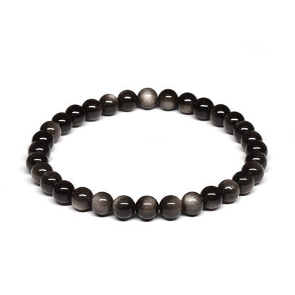 シルバーオブシディアン ブレスレット 6mm #SE028 - premium stone gallery