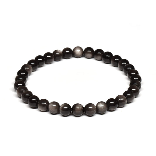 シルバーオブシディアン ブレスレット 6mm #SE028 - premium stone gallery