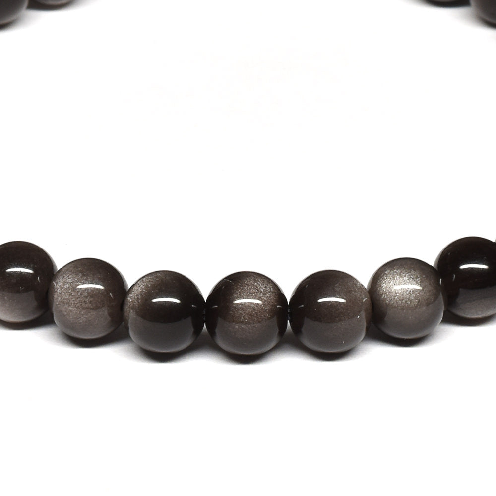シルバーオブシディアン ブレスレット 6mm #SE028 - premium stone gallery