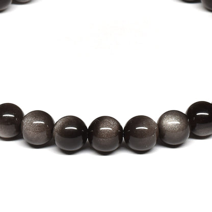 シルバーオブシディアン ブレスレット 6mm #SE028 - premium stone gallery