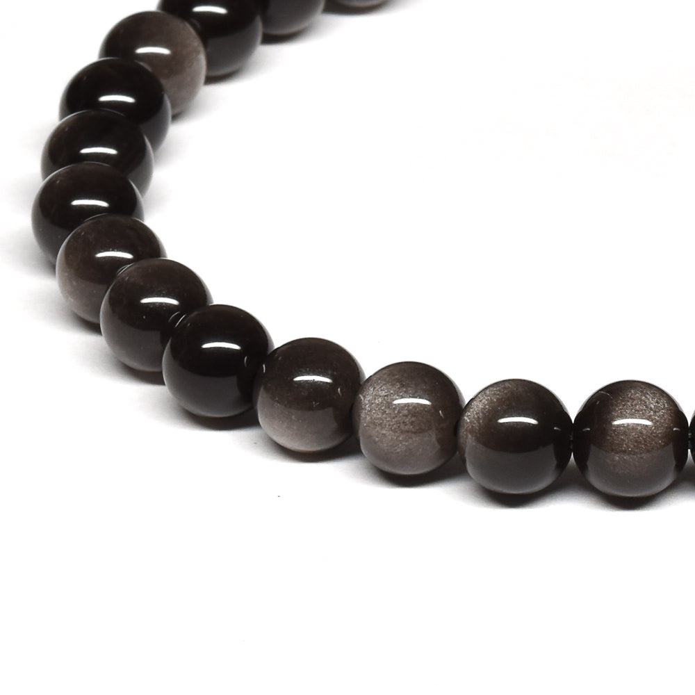 シルバーオブシディアン ブレスレット 6mm #SE028 - premium stone gallery