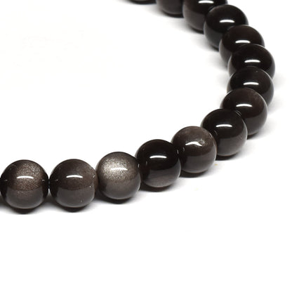 シルバーオブシディアン ブレスレット 6mm #SE028 - premium stone gallery