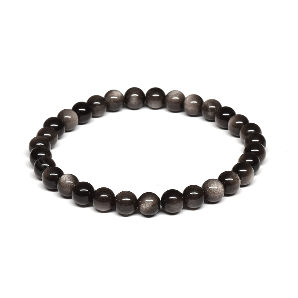 シルバーオブシディアン ブレスレット 6mm #SE029 - premium stone gallery