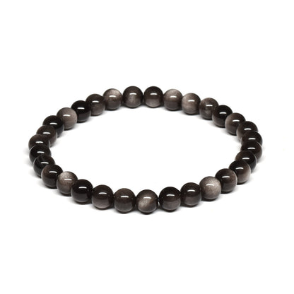 シルバーオブシディアン ブレスレット 6mm #SE029 - premium stone gallery