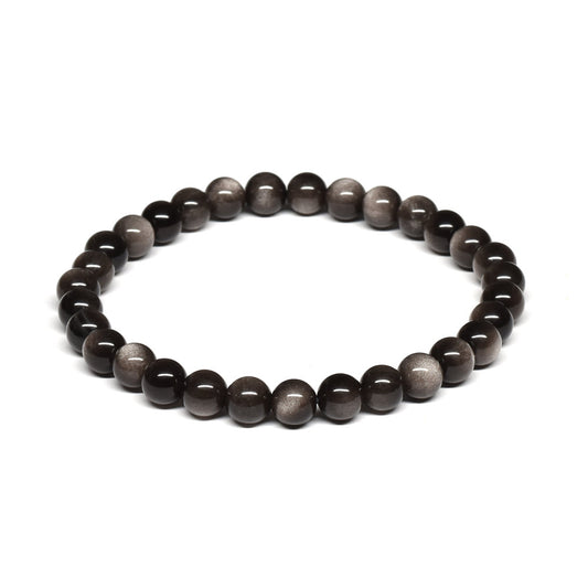 シルバーオブシディアン ブレスレット 6mm #SE029 - premium stone gallery