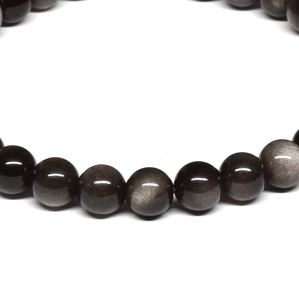 シルバーオブシディアン ブレスレット 6mm #SE029 - premium stone gallery