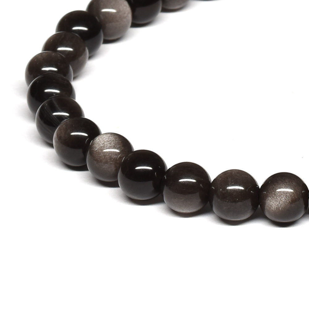 シルバーオブシディアン ブレスレット 6mm #SE029 - premium stone gallery