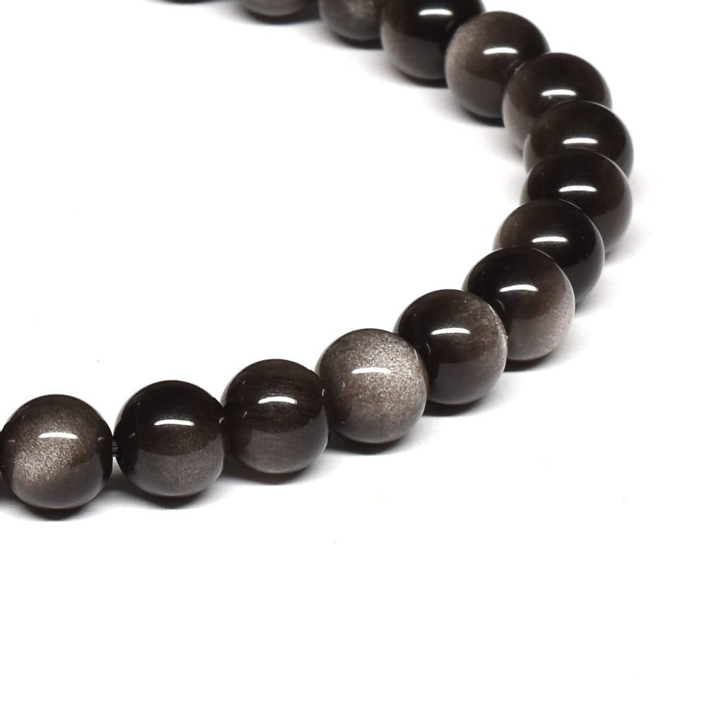 シルバーオブシディアン ブレスレット 6mm #SE029 - premium stone gallery