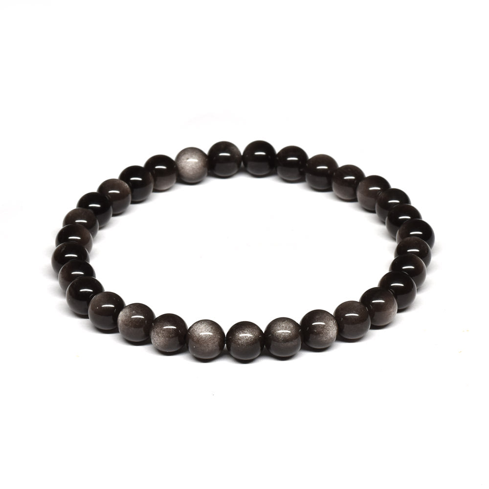 シルバーオブシディアン ブレスレット 6mm #SE030 - premium stone gallery