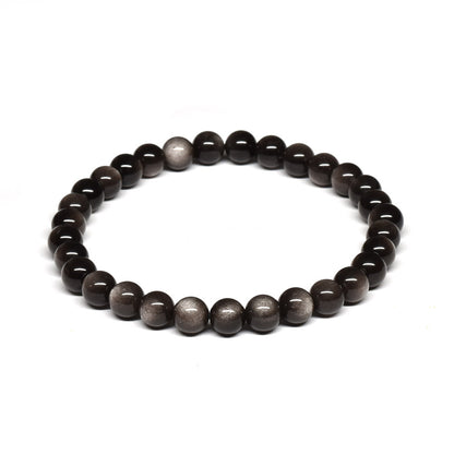 シルバーオブシディアン ブレスレット 6mm #SE030 - premium stone gallery