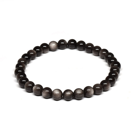 シルバーオブシディアン ブレスレット 6mm #SE030 - premium stone gallery
