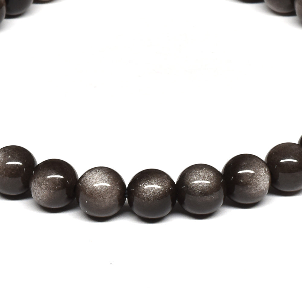 シルバーオブシディアン ブレスレット 6mm #SE030 - premium stone gallery