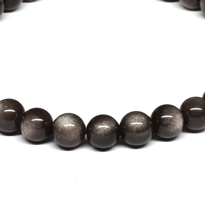 シルバーオブシディアン ブレスレット 6mm #SE030 - premium stone gallery