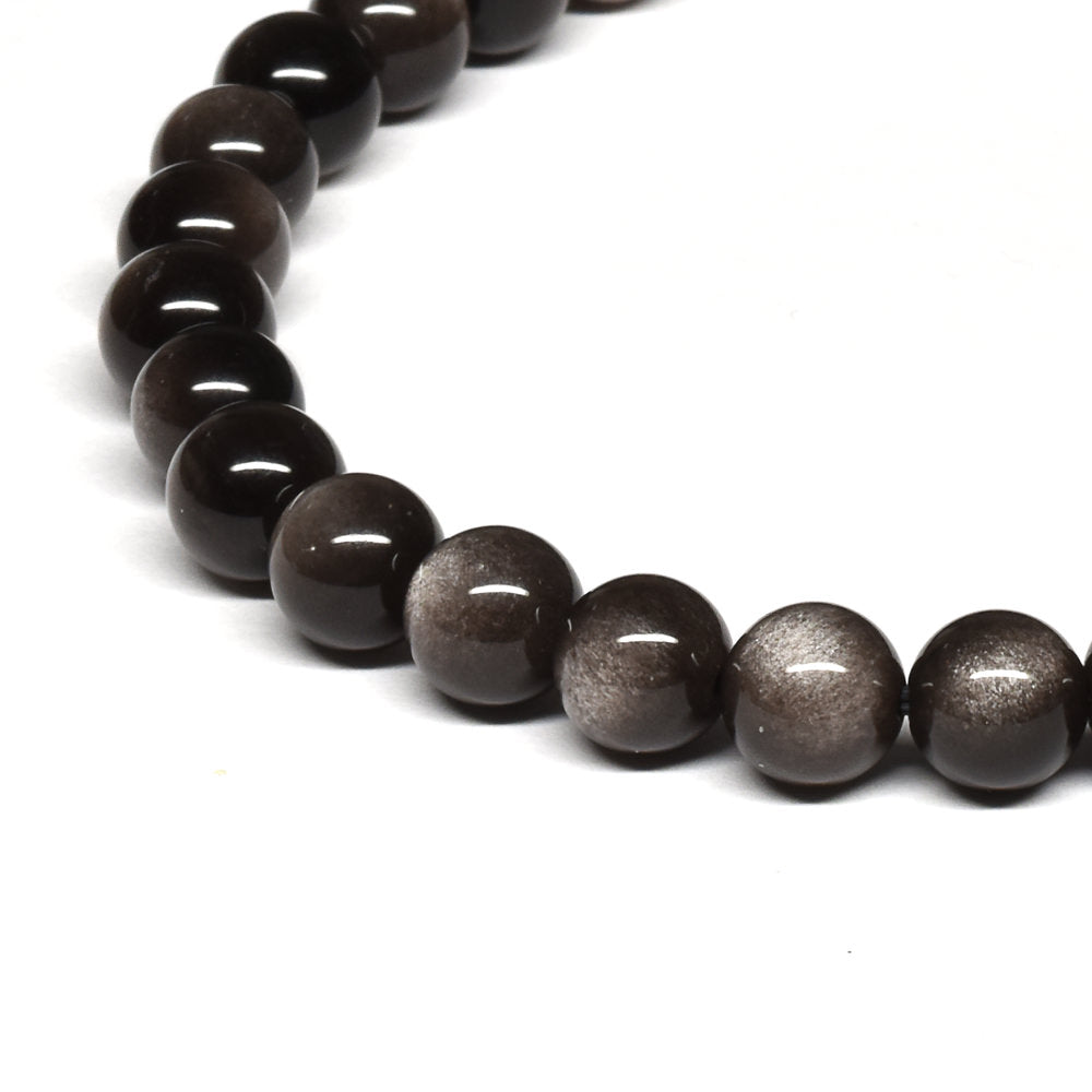 シルバーオブシディアン ブレスレット 6mm #SE030 - premium stone gallery