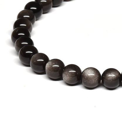 シルバーオブシディアン ブレスレット 6mm #SE030 - premium stone gallery