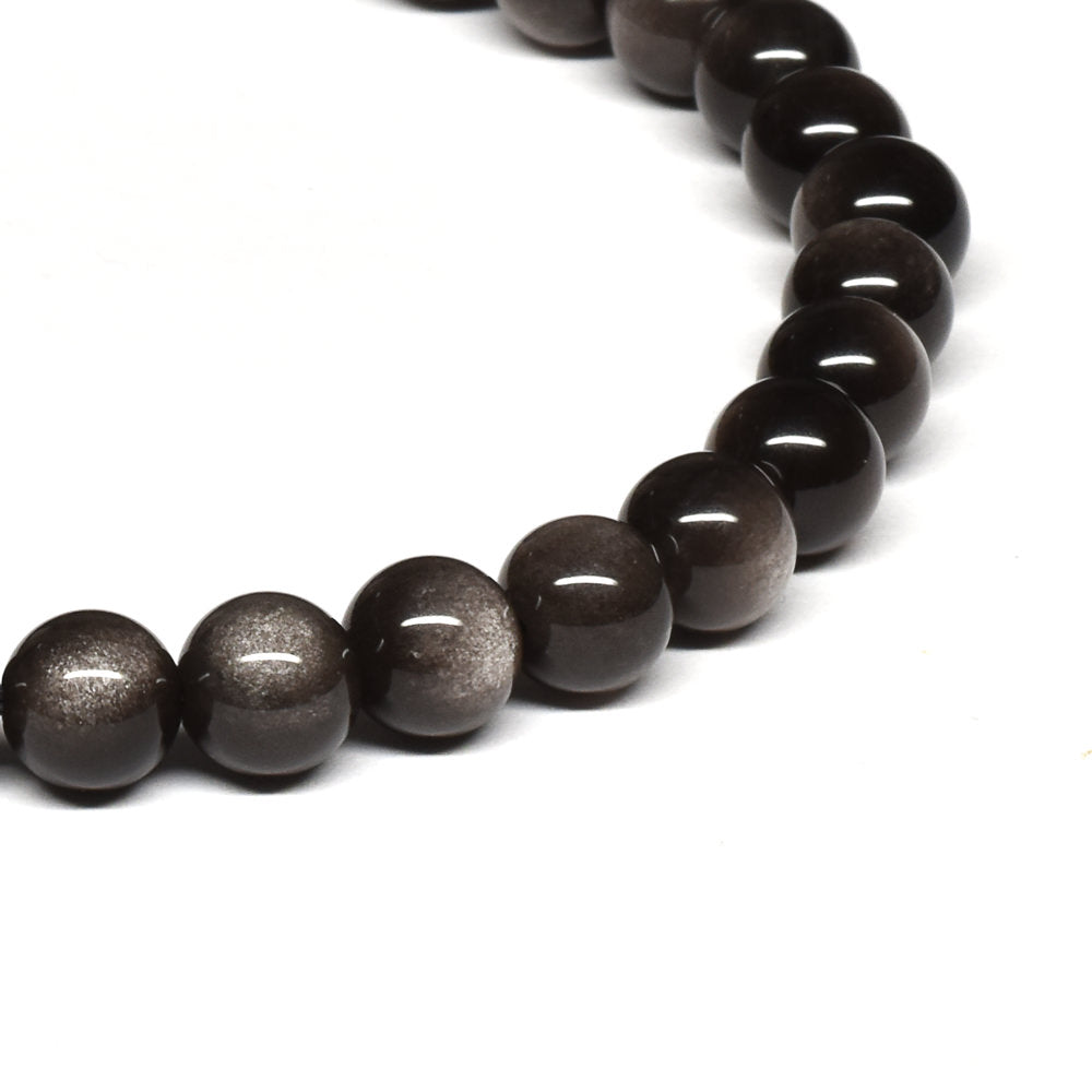 シルバーオブシディアン ブレスレット 6mm #SE030 - premium stone gallery