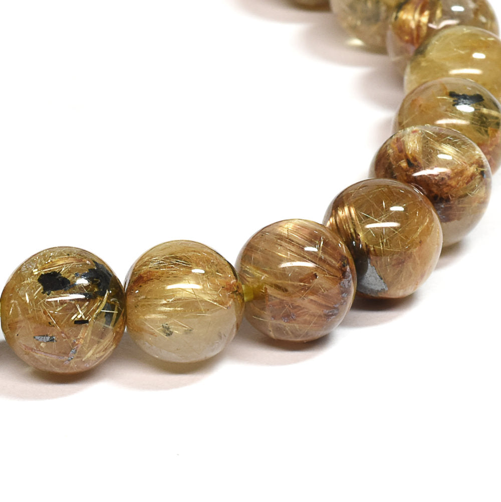 ゴールドルチルクォーツ(ヘマタイト入り) ブレスレット 8mm #SE069